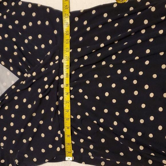 Cleo petite faux wrap blue and cream polka dotted dress in size large petite - Picture 10 of 13